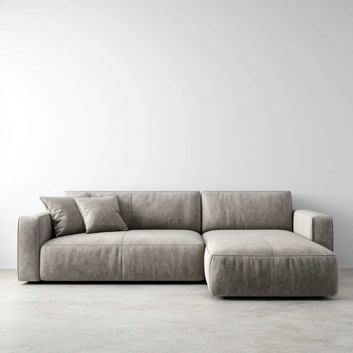 Ecksofa mit Recamiere rechts Taupegrau 280 x 170 x 82 cm Polyester Mikrofaser L-Form