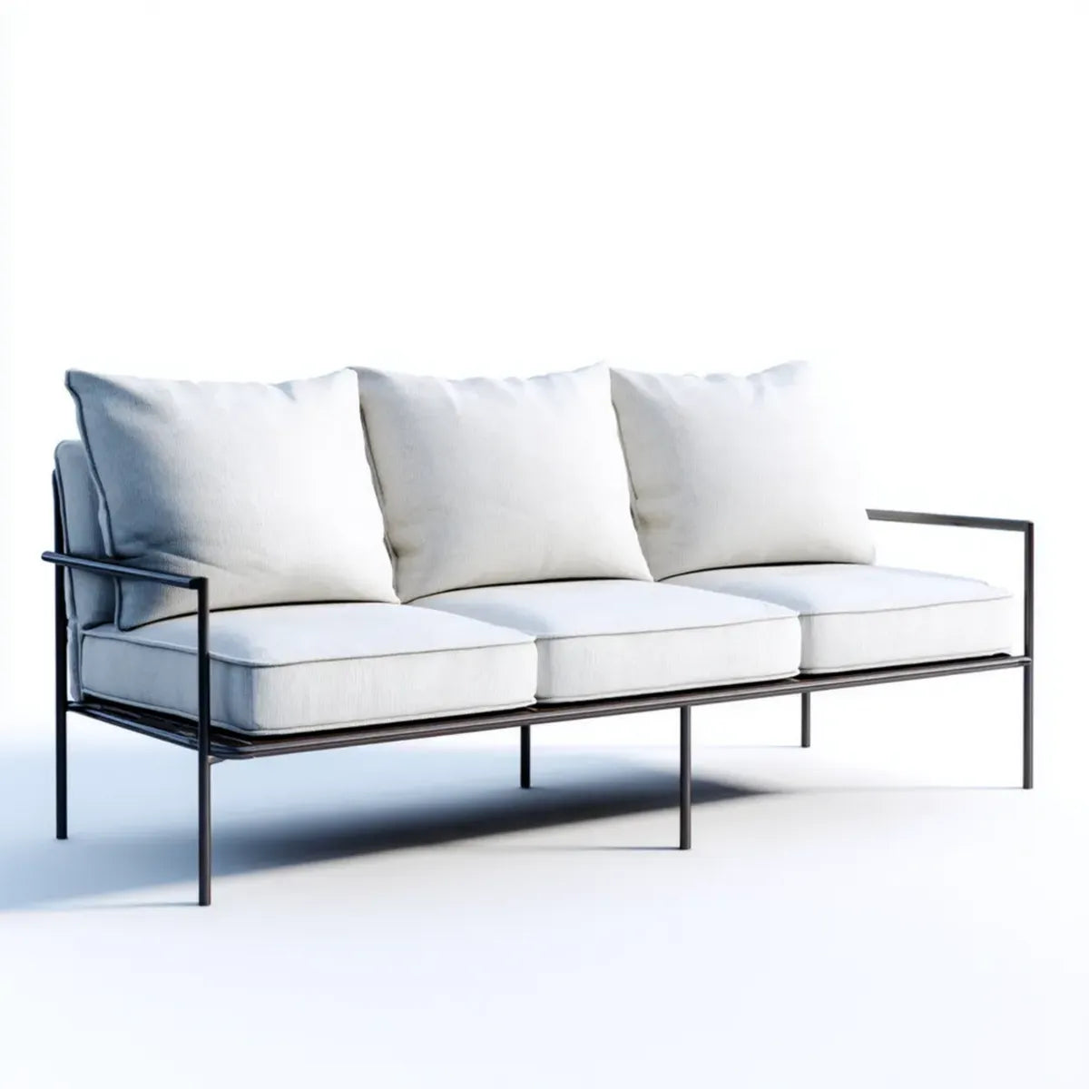 3-Sitzer Terrassensofa Weiß Schwarz 210 x 75 x 72 cm Stahl Polyester Rechteckig