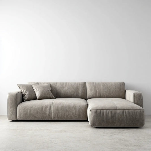 Ecksofa mit Recamiere rechts Taupegrau 280 x 170 x 82 cm Polyester Mikrofaser L-Form