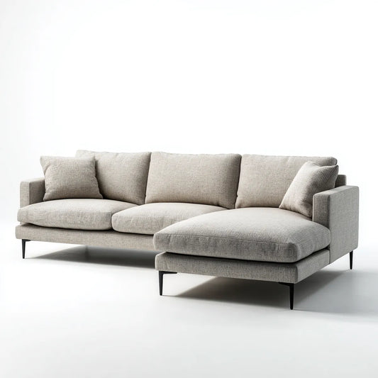 Ecksofa mit Recamiere Hellgrau 280 x 170 x 85 cm Polyesterbezug L-Form