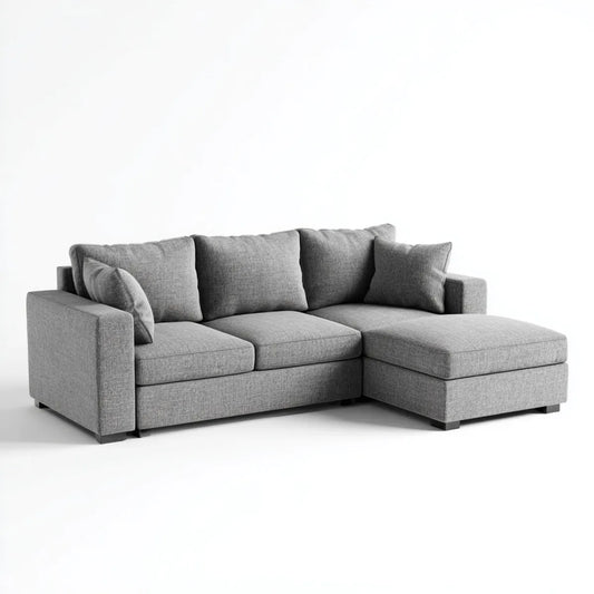Ecksofa mit Recamiere Grau 240 x 160 x 85 cm Polyester L-Form