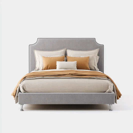 Polsterbett Doppelbett Grau 180 x 200 cm Polyester-Samt Rechteckig