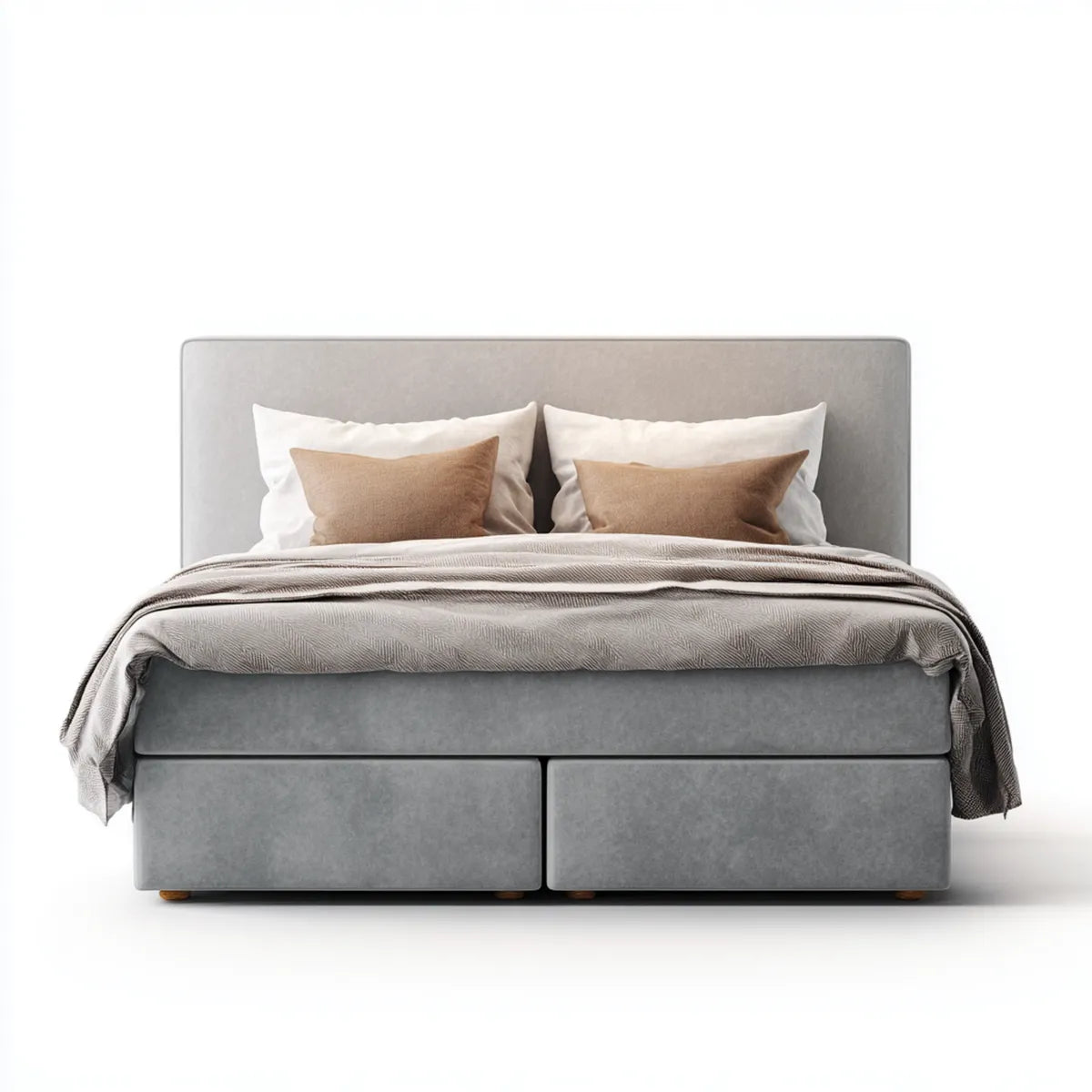 Boxspringbett Doppelbett Grau 180 x 200 cm mit Polyesterbezug Rechteckig